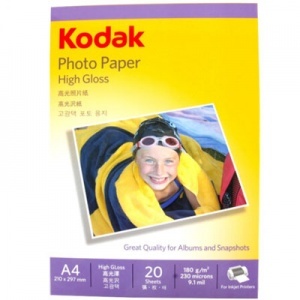 柯达（Kodak）高光面照片纸/相纸（A4、180g、 20张/包）