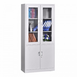 永威（yongwei）YW-12铁皮文件柜 玻璃三层铁皮柜 办公柜 档案柜子（1800mm*850mm*390mm、板材0.6MM）