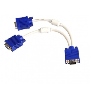 快惠-分二连接线 vga 1分2分屏线 vga一拖二电脑显示器线