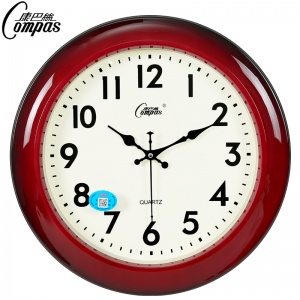 康巴丝（Compas） 欧式钟表客厅创意办公静音挂钟石英钟 仿木